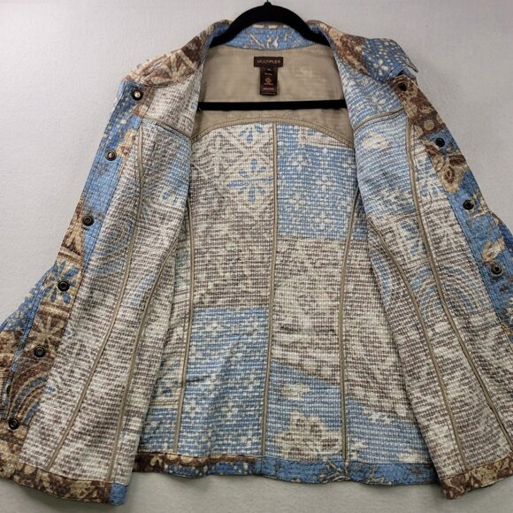 2007 Deadstock Multiples Missy Nantucket Quilted Jacket XL Cotton Brown Blue - Picture 4 of 12